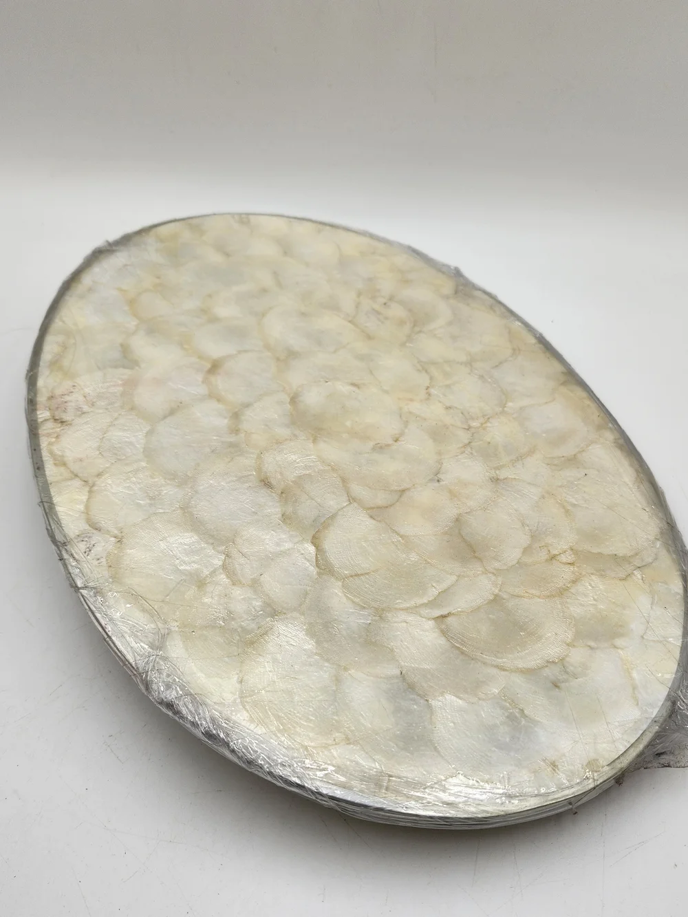 Vintage Mother of Pearl  Shell Placemat Coaster  Napkin Ring Set New Capiz